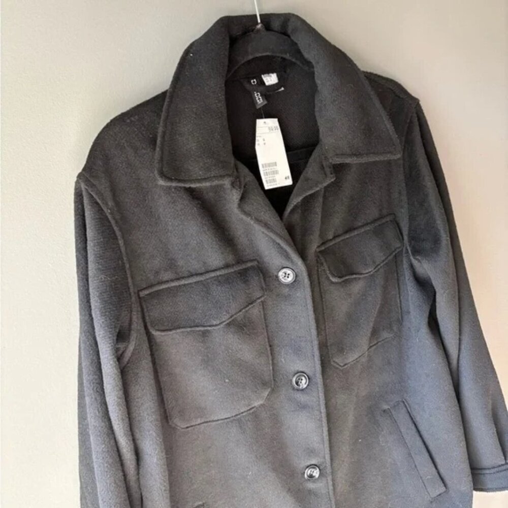 NWT H&M size small Women's Black Longline Shirt/Jacket, button up - Picture 5 of 8